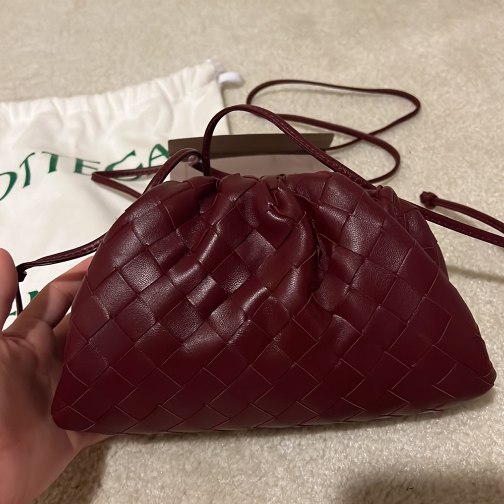 Bottega Burgundy Real Leather Mini Pouch